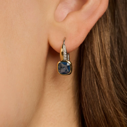 TI SENTO 78118DB ZILVER VERGULDE OORHANGERS MET ZIRKONIA CUSHION HOOPS