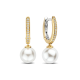 TI SENTO 78092YP ZILVER VERGULDE OORHANGERS MET ZIRKONIA PEARL HOOPS