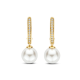 TI SENTO 78092YP ZILVER VERGULDE OORHANGERS MET ZIRKONIA PEARL HOOPS