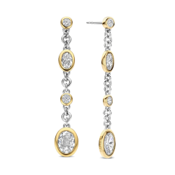 TI SENTO 78104ZY ZILVER VERGULDE OORHANGERS MET ZIRKONIA VINTAGE COLLECTION