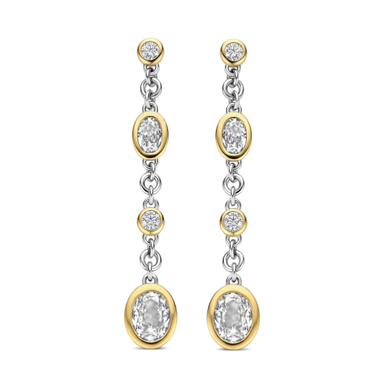 TI SENTO 78104ZY ZILVER VERGULDE OORHANGERS MET ZIRKONIA VINTAGE COLLECTION