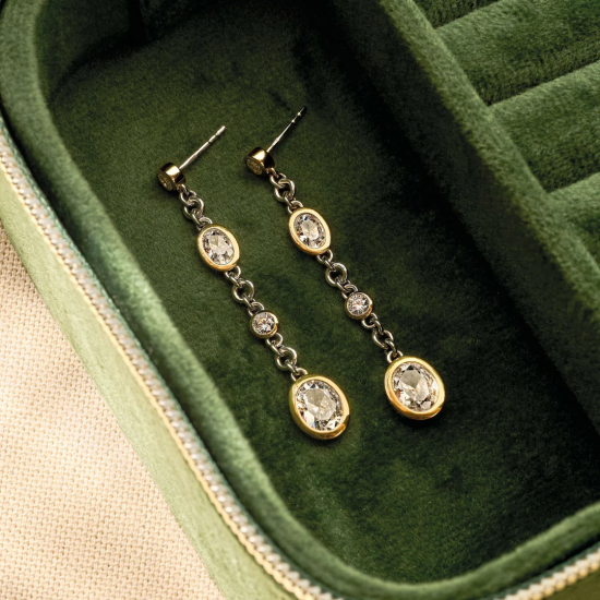 TI SENTO 78104ZY ZILVER VERGULDE OORHANGERS MET ZIRKONIA VINTAGE COLLECTION