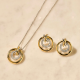 TI SENTO 78098ZY ZILVER VERGULDE OORKNOPPEN MET ZIRKONIA CIRCLE&CROSS-OVER COLLECTION
