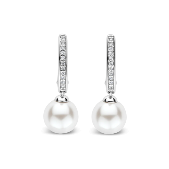 TI SENTO 78092PW ZILVEREN OORHANGERS MET ZIRKONIA PEARL HOOPS
