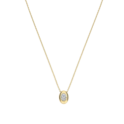 TI SENTO 34146ZY ZILVER VERGULDE COLLIER MET HANGER ZIRKONIA OVAL SPARKLE