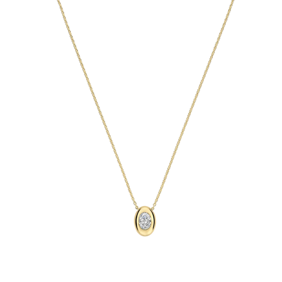 TI SENTO 34146ZY ZILVER VERGULDE COLLIER MET HANGER ZIRKONIA OVAL SPARKLE