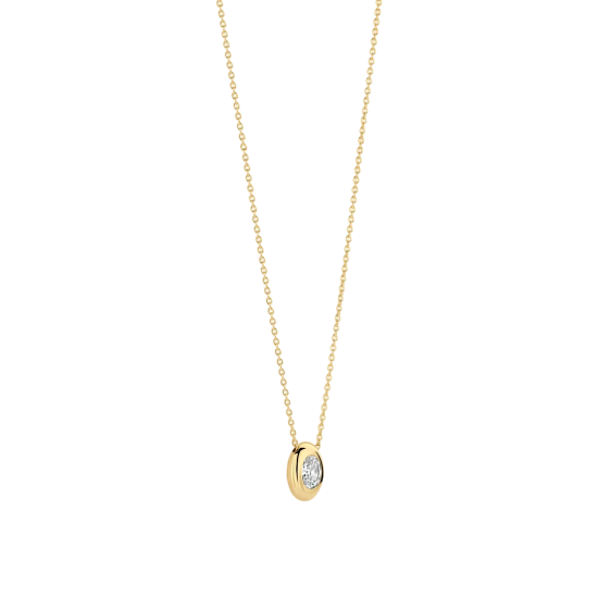 TI SENTO 34146ZY ZILVER VERGULDE COLLIER MET HANGER ZIRKONIA OVAL SPARKLE