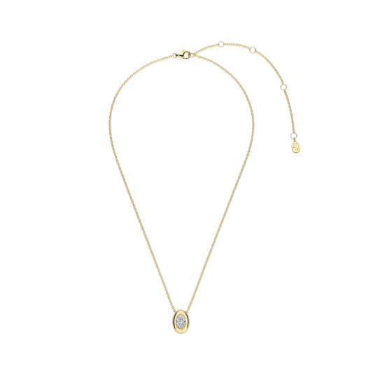 TI SENTO 34146ZY ZILVER VERGULDE COLLIER MET HANGER ZIRKONIA OVAL SPARKLE