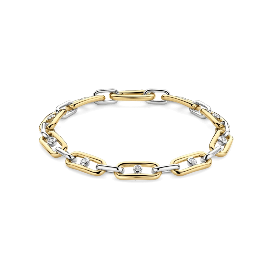 TI SENTO 23112ZY ZILVER VERGULDE ARMBAND MET ZIRKONIA CHUNKY