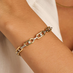 TI SENTO 23112ZY ZILVER VERGULDE ARMBAND MET ZIRKONIA CHUNKY