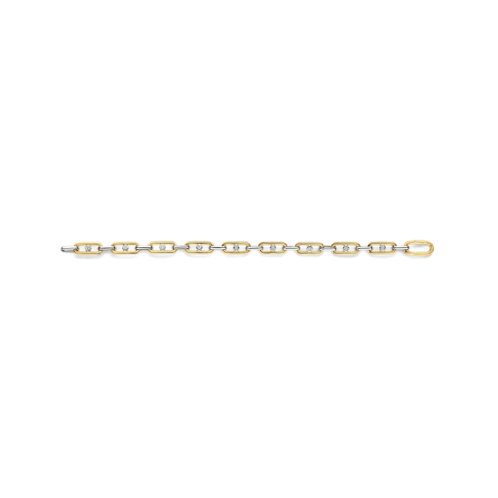 TI SENTO 23112ZY ZILVER VERGULDE ARMBAND MET ZIRKONIA CHUNKY