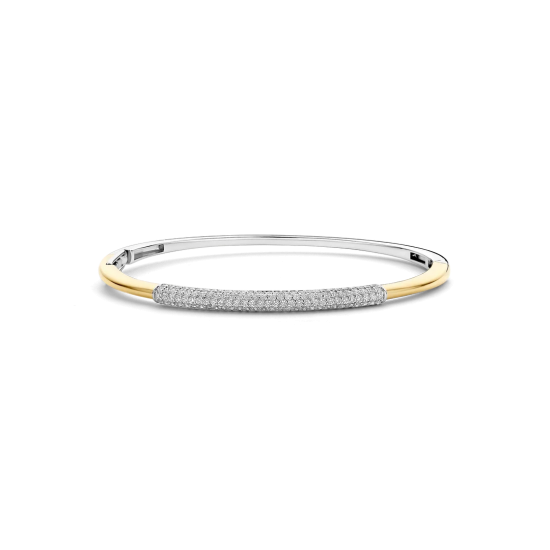 TI SENTO 23103ZY ZILVER VERGULDE BANGLE MET ZIRKONIA MODERN PAVÉ