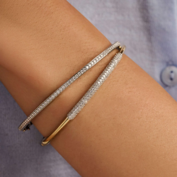 TI SENTO 23103ZY ZILVER VERGULDE BANGLE MET ZIRKONIA MODERN PAVÉ
