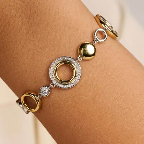 TI SENTO 23113ZY ZILVER VERGULDE ARMBAND MET ZIRKONIA CIRKEL