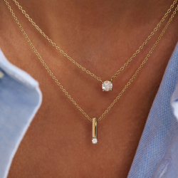 TI SENTO 34131ZY ZILVER VERGULD COLLIER MET ZIRKONIA HANGER