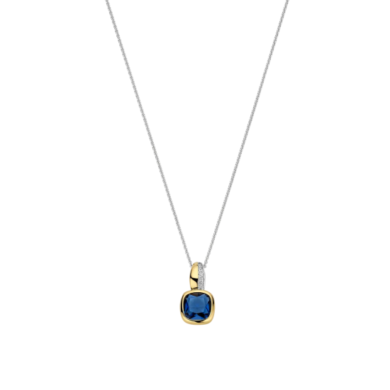 TI SENTO 6865DB ZILVEREN COLLIER MET ZILVER VERGULDE HANGER ZIRKONIA