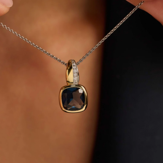 TI SENTO 6865DB ZILVEREN COLLIER MET ZILVER VERGULDE HANGER ZIRKONIA