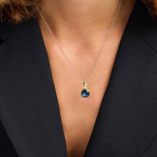 TI SENTO 6865DB ZILVEREN COLLIER MET ZILVER VERGULDE HANGER ZIRKONIA