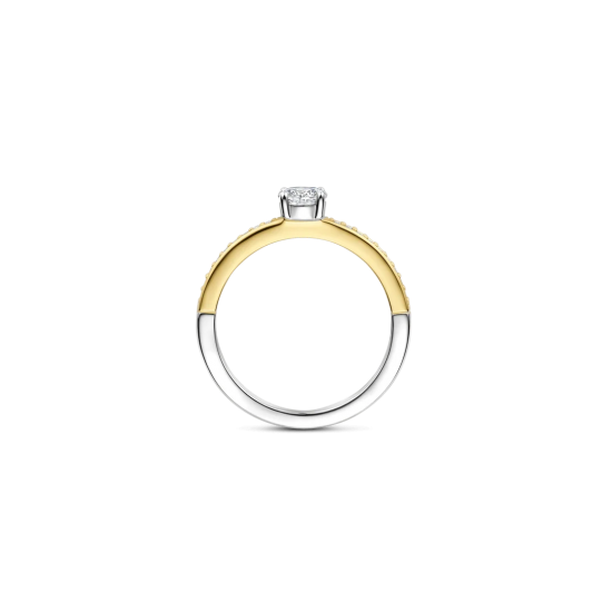 TI SENTO 12109ZY ZILVER VERGULDE RING MET ZIRKONIA CLASSIC