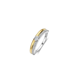 TI SENTO 12433ZY ZILVER VERGULDE RING MET ZIRKONIA CLASSIC CONTRAST