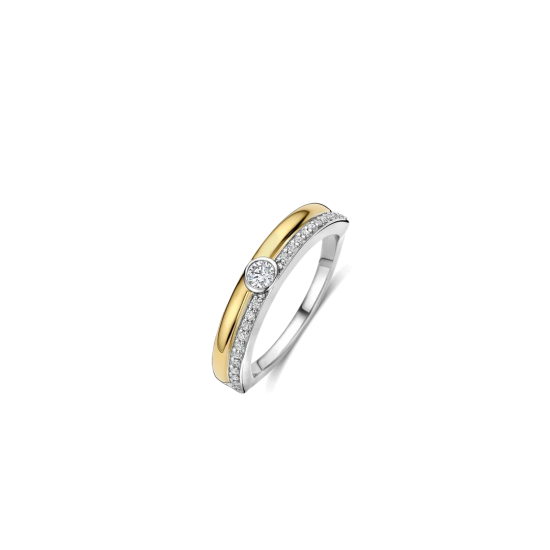 TI SENTO 12433ZY ZILVER VERGULDE RING MET ZIRKONIA CLASSIC CONTRAST