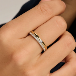 TI SENTO 12433ZY ZILVER VERGULDE RING MET ZIRKONIA CLASSIC CONTRAST