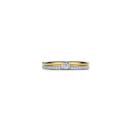 TI SENTO 12433ZY ZILVER VERGULDE RING MET ZIRKONIA CLASSIC CONTRAST
