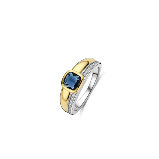 TI SENTO 12462DB ZILVER VERGULDE RING MET ZIRKONIA CUSHION