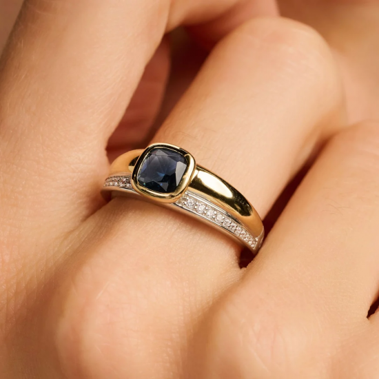 TI SENTO 12462DB ZILVER VERGULDE RING MET ZIRKONIA CUSHION