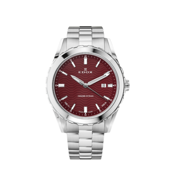 EDOX 53102 3M ROUIN STALEN HERENHORLOGE GRAND OCEAN DATE GENTS
