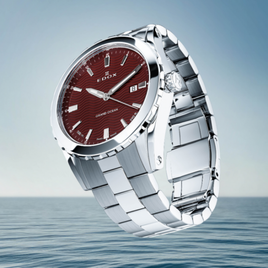 EDOX 53102 3M ROUIN STALEN HERENHORLOGE GRAND OCEAN DATE GENTS