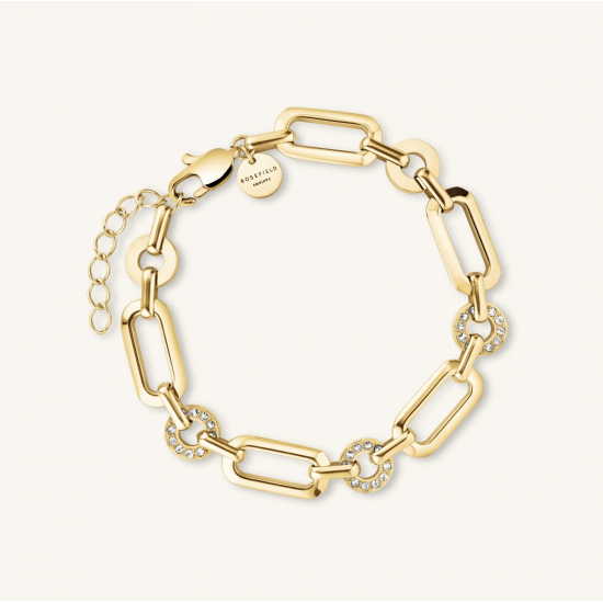 ROSEFIELD JBBSG-J899 VERGULD STALEN ARMBAND ZIRKONIA STUDS BRACELET