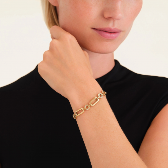 ROSEFIELD JBBSG-J899 VERGULD STALEN ARMBAND ZIRKONIA STUDS BRACELET