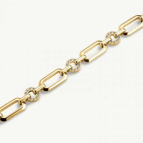 ROSEFIELD JBBSG-J899 VERGULD STALEN ARMBAND ZIRKONIA STUDS BRACELET