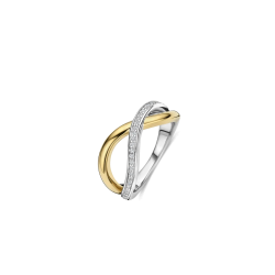 TI SENTO 12436ZY ZILVER VERGULDE RING ZIRKONIA ORGANIC