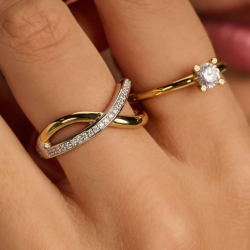 TI SENTO 12436ZY ZILVER VERGULDE RING ZIRKONIA ORGANIC