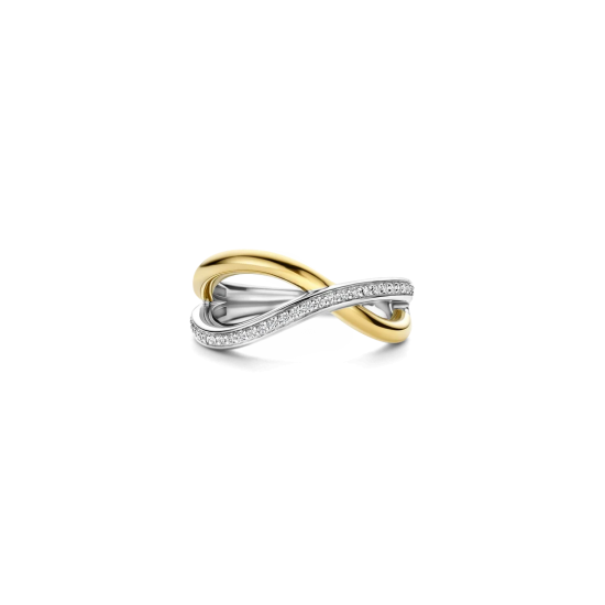 TI SENTO 12436ZY ZILVER VERGULDE RING ZIRKONIA ORGANIC