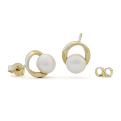 KOBU 26-350841 14 KRT. GOUD OORKNOPPEN ZOETWATERPARELS QUINLEY