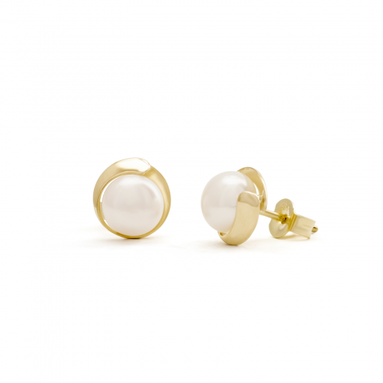 KOBU 26-711165 14 KRT. GOUD OORKNOPPEN ZOETWATERPARELS QUINLEY