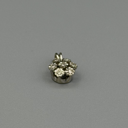 Schitterende 14k Witgouden Bloem Hanger met Diamant / Briljant