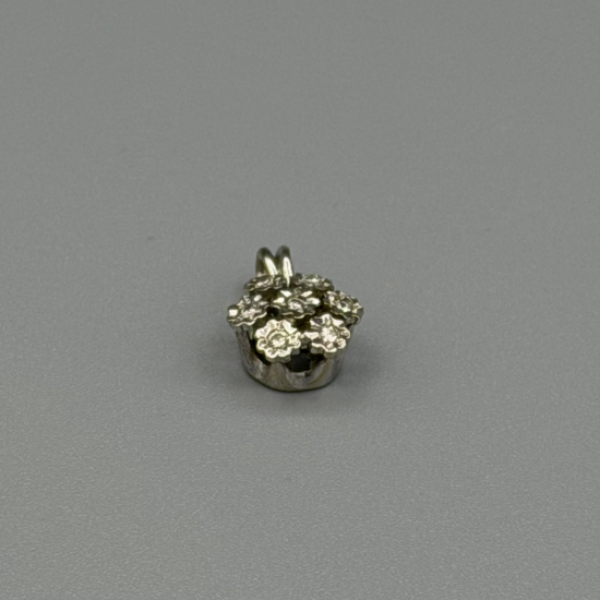 Schitterende 14k Witgouden Bloem Hanger met Diamant / Briljant