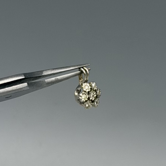 Schitterende 14k Witgouden Bloem Hanger met Diamant / Briljant