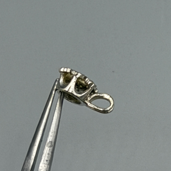 Schitterende 14k Witgouden Bloem Hanger met Diamant / Briljant