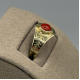 Klassieke 14k Gouden Vintage Ring met Rode Bloedkoraal