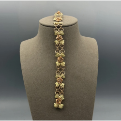 14 Karaat Bicolor Gouden Schakelarmband met Rozen