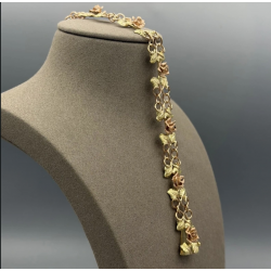 14 Karaat Bicolor Gouden Schakelarmband met Rozen