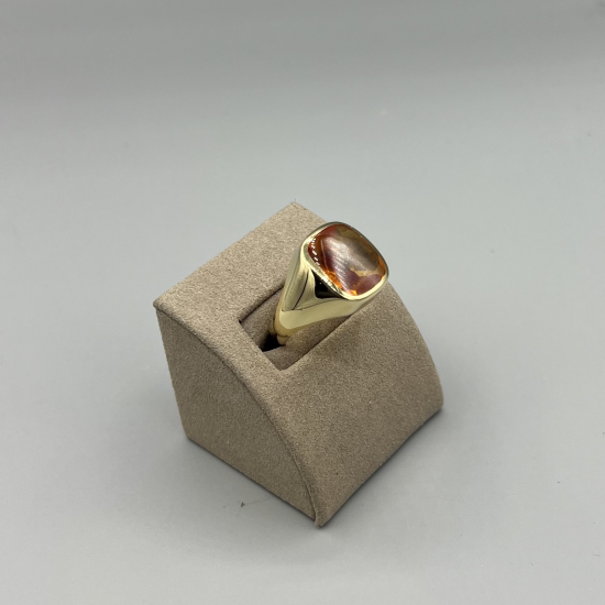 Indrukwekkende 14k Gouden Herenring met Grote Citrien Edesteen