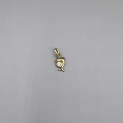 Schattig 14k Gouden Dolfijn Hangertje met Zirkonia