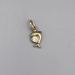 Schattig 14k Gouden Dolfijn Hangertje met Zirkonia