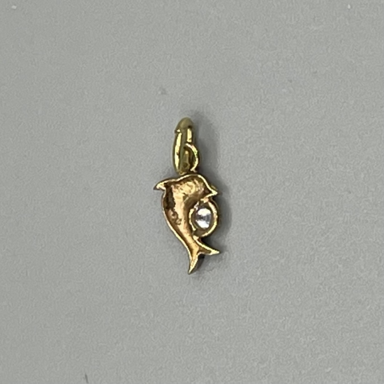 Schattig 14k Gouden Dolfijn Hangertje met Zirkonia